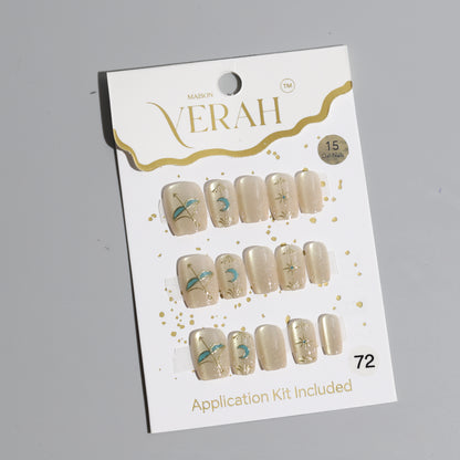 Blue Moon Arrow | Luxury Press On Nails Wholesale | Handmade 3D Nail Art with application kit.