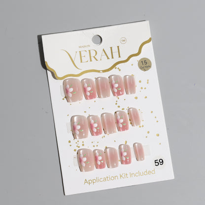 Blushing Aura | Luxury Press On Nails Wholesale | Handmade 3D Nail Art with application kit.