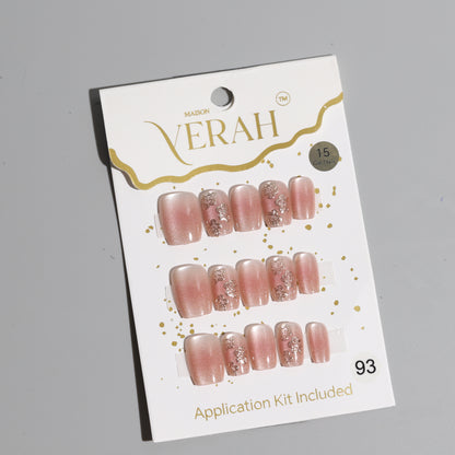 Pink Floral Blush | Luxury Press On Nails Wholesale | Handmade 3D Nail Art with application kit.