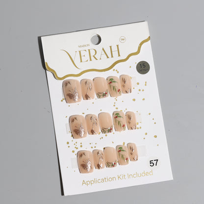 Cherry on Top Gold | Luxury Press On Nails Wholesale | Handmade 3D Nail Art with application kit.