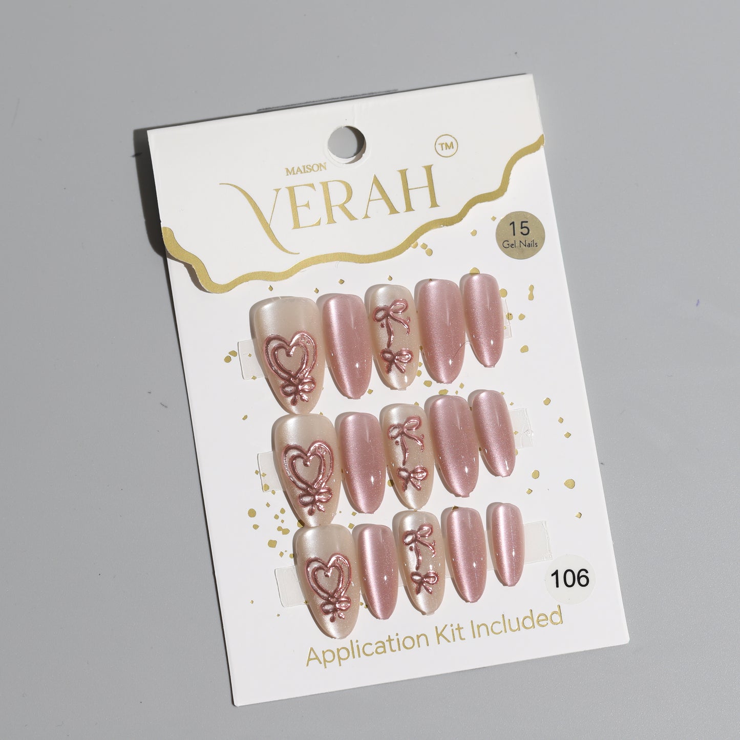 Rose Gold Aesthetics | Luxury Press On Nails Wholesale | Handmade 3D Nail Art with application kit.