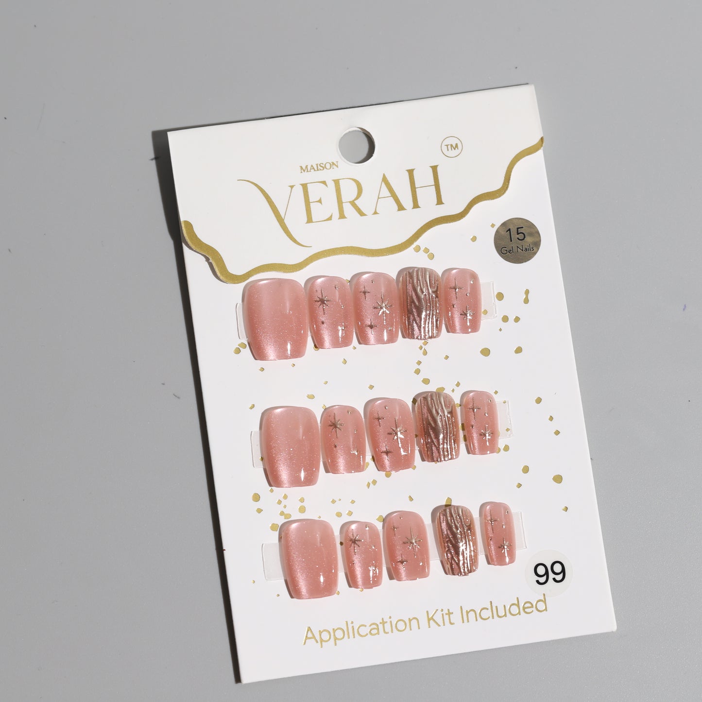 Pink Gold Chrome Shine | Luxury Press On Nails Wholesale | Handmade 3D Nail Art with application kit.
