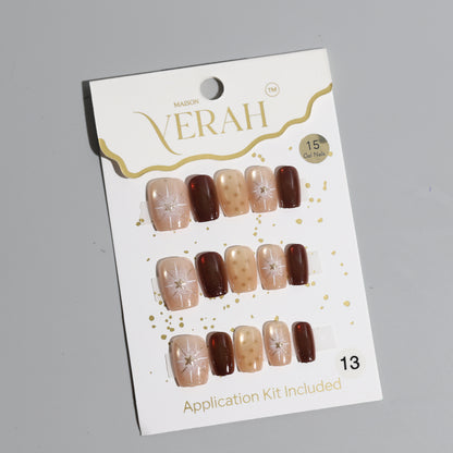 Vintage Polka | Luxury Press On Nails Wholesale | Handmade 3D Nail Art with application kit.