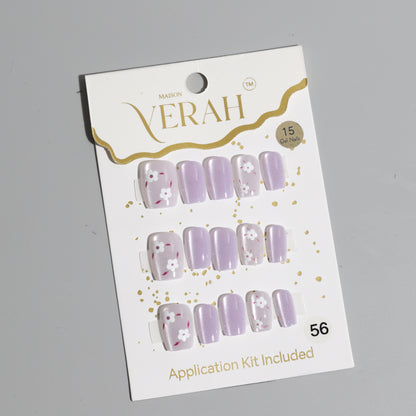 Lilac Blossoms | Luxury Press On Nails Wholesale | Handmade 3D Nail Art with application kit.