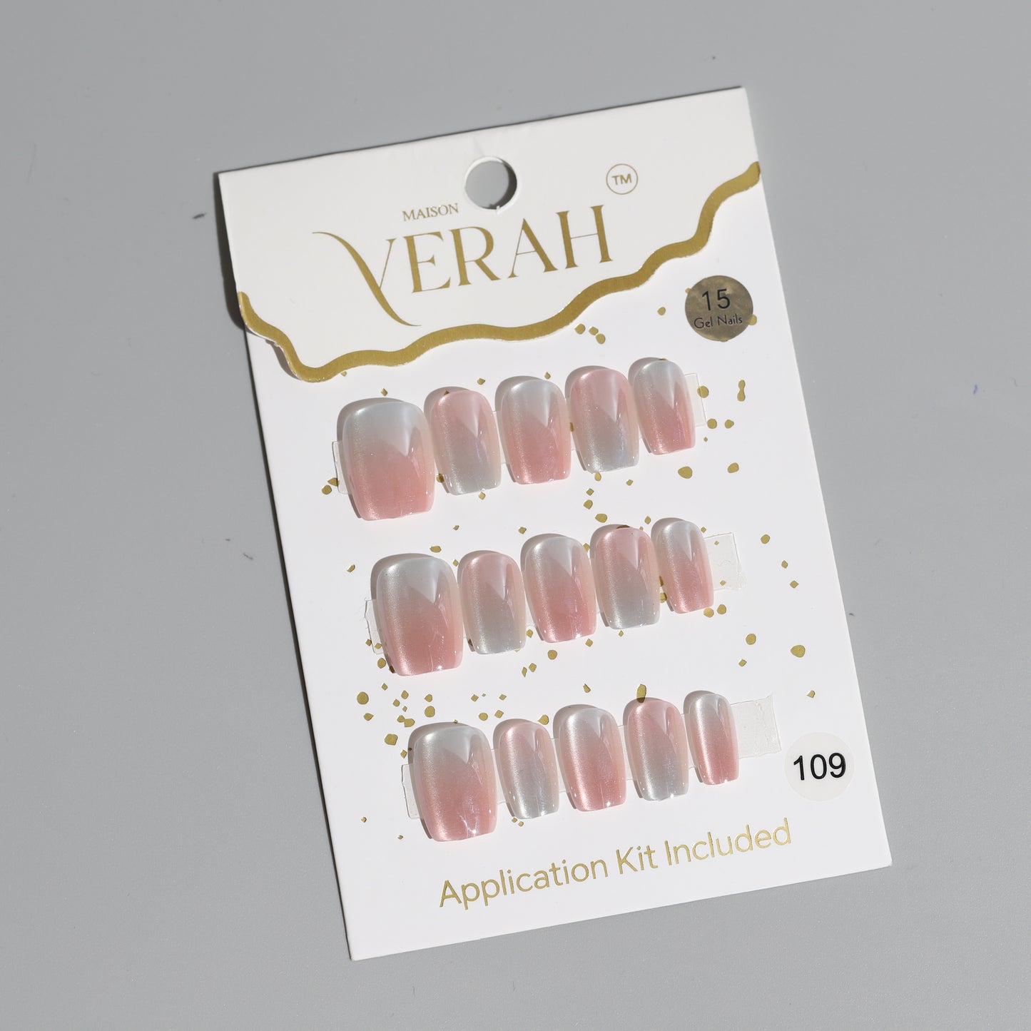 Silver Pink Aurora | Luxury Press On Nails Wholesale | Handmade 3D Nail Art with application kit.
