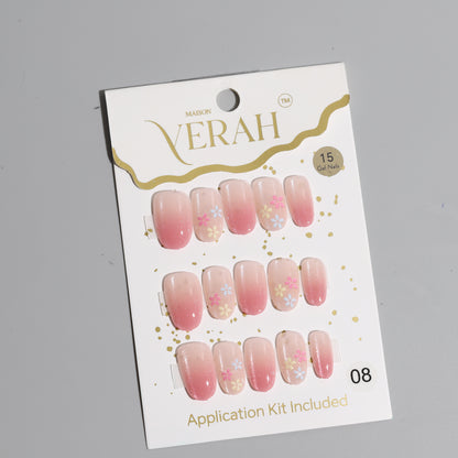 Gradient Pink Pastels | Luxury Press On Nails Wholesale | Handmade 3D Nail Art with application kit.
