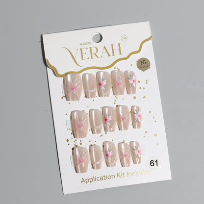 Pink Butterfly Blooms | Luxury Press On Nails Wholesale | Handmade 3D Nail Art with application kit.