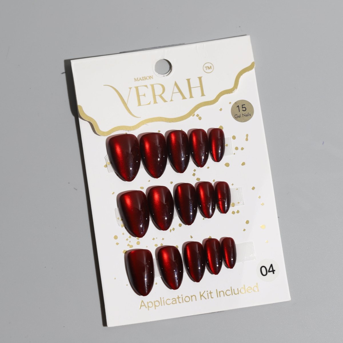 Almond Blood Red Galaxy | Galaxy Press On Nails Wholesale | Premium Cat Eye Nails with application kit. - Vihaan Wholesale Trading