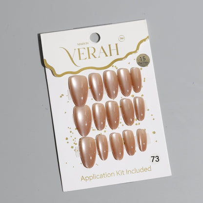 Almond Gold Shine Galaxy | Galaxy Press On Nails Wholesale | Premium Cat Eye Nails with application kit. - Vihaan Wholesale Trading