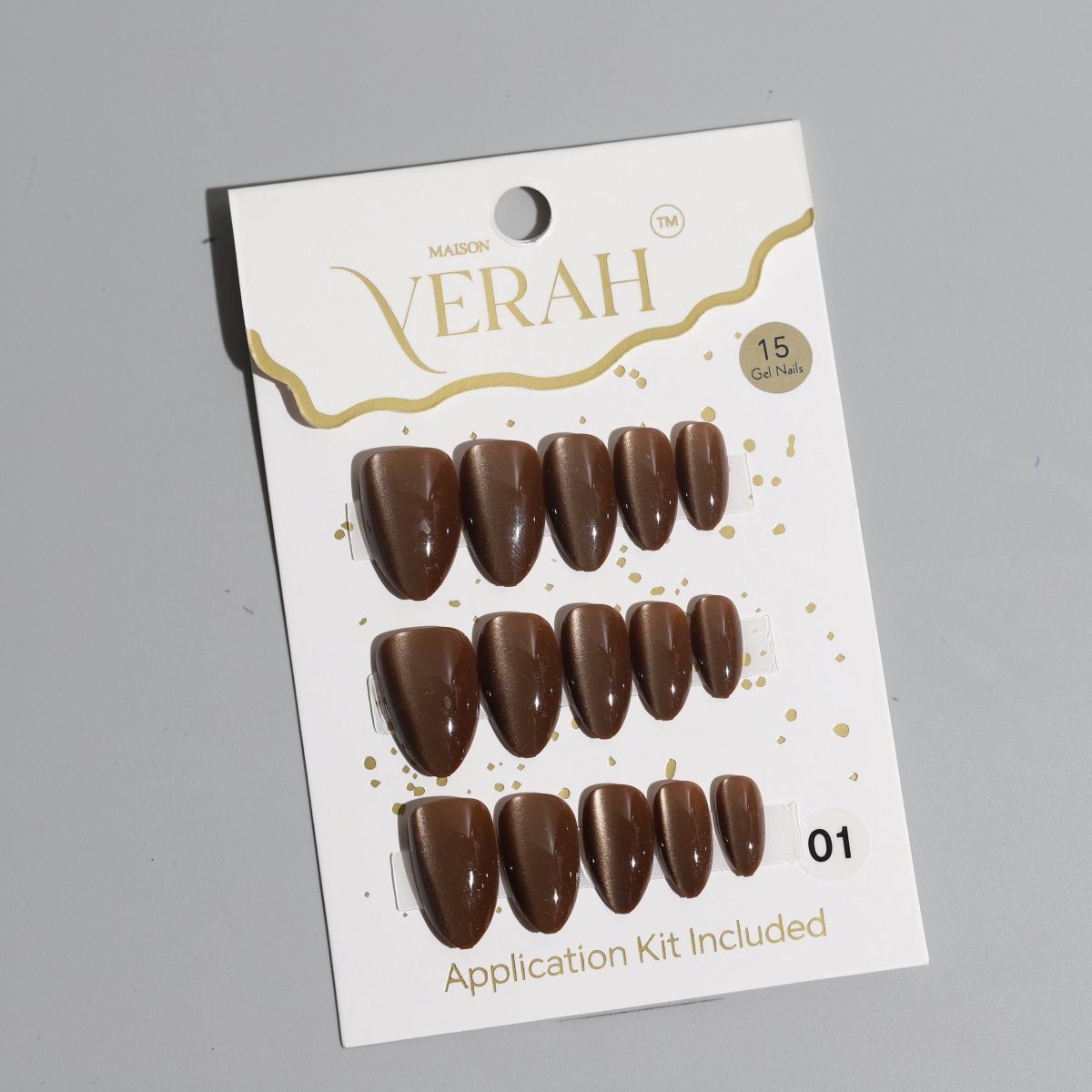 Almond Mocha Brown Galaxy | Galaxy Press On Nails Wholesale | Premium Cat Eye Nails with application kit. - Vihaan Wholesale Trading