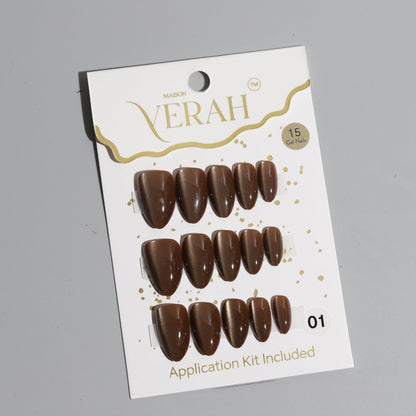 Almond Mocha Brown Galaxy | Galaxy Press On Nails Wholesale | Premium Cat Eye Nails with application kit. - Vihaan Wholesale Trading
