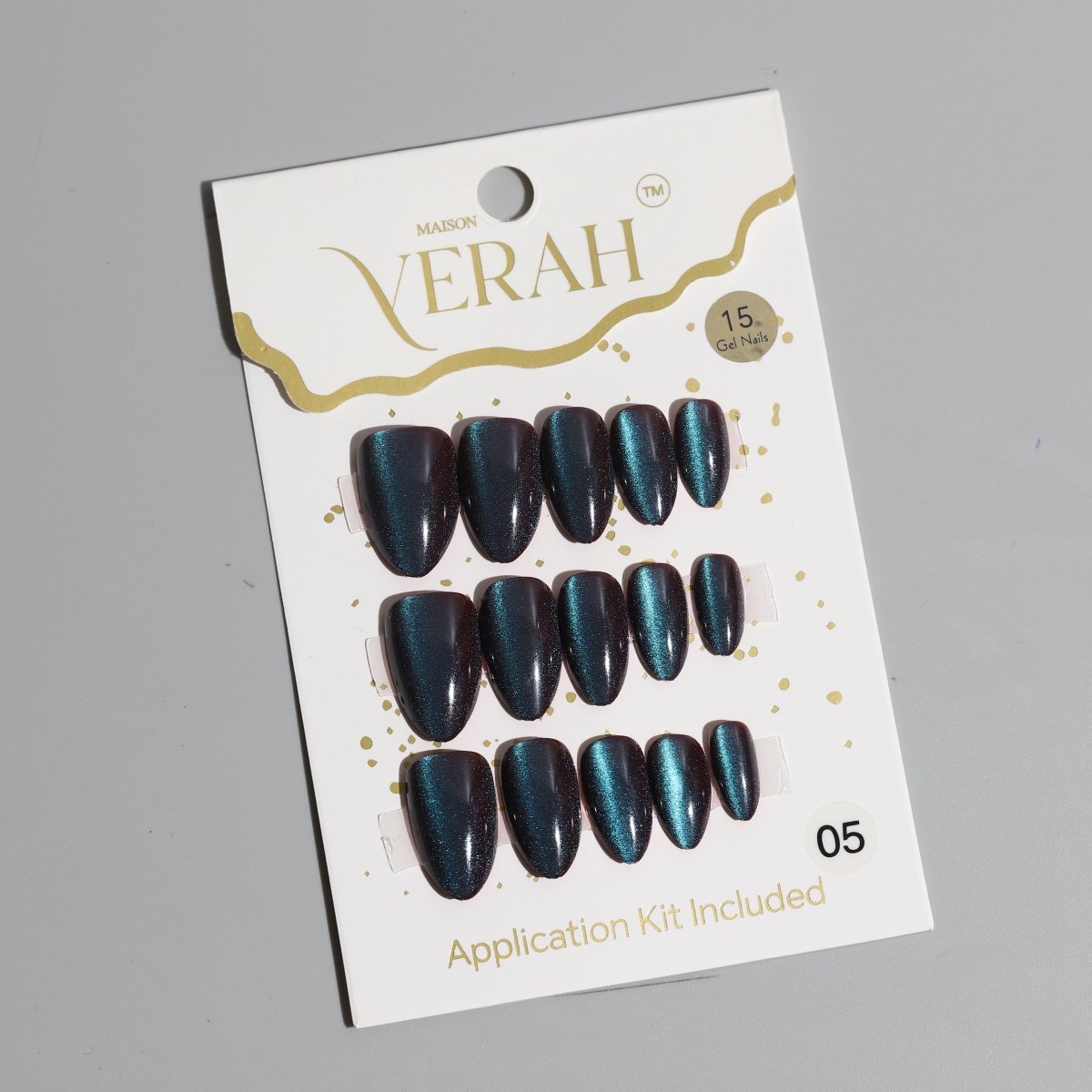 Almond Teal Blue Galaxy | Galaxy Press On Nails Wholesale | Premium Cat Eye Nails with application kit. - Vihaan Wholesale Trading