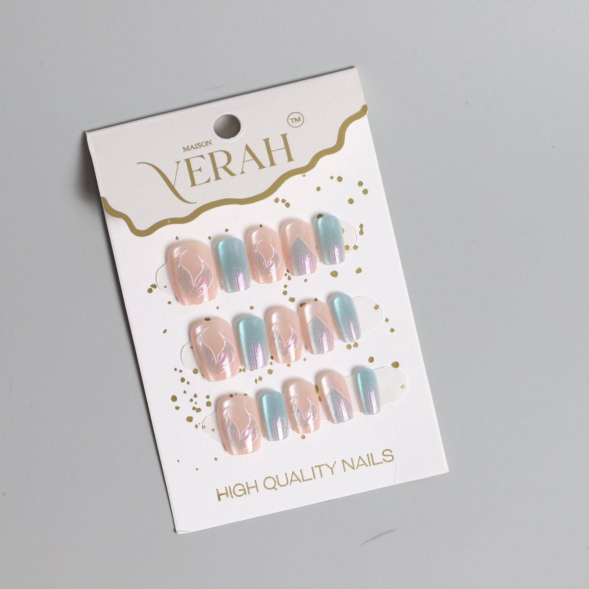 Baby Pink Blue Mermaid Diaries | Luxury Press On Nails Wholesale | Handmade 3D Nail Art - Vihaan Wholesale Trading