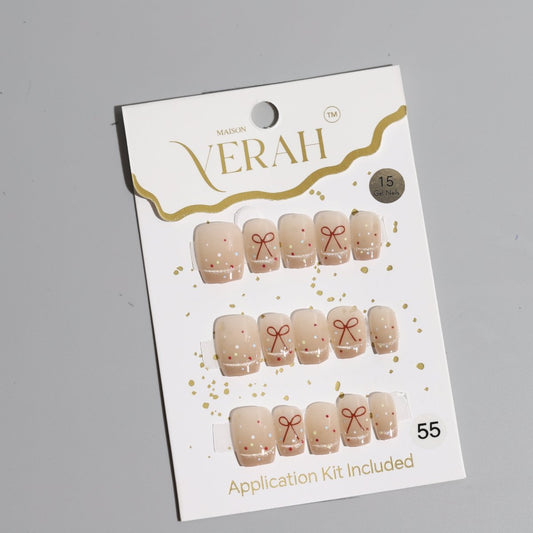 Beige Polka Drama Galaxy | Galaxy Press On Nails Wholesale | Premium Cat Eye Nails with application kit. - Vihaan Wholesale Trading