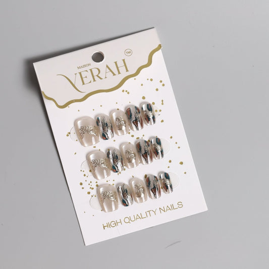 Black Silver Designer | Luxury Press On Nails Wholesale | Handmade 3D Nail Art - Vihaan Wholesale Trading