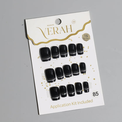 Black Silver Line Galaxy | Galaxy Press On Nails Wholesale | Premium Cat Eye Nails with application kit. - Vihaan Wholesale Trading