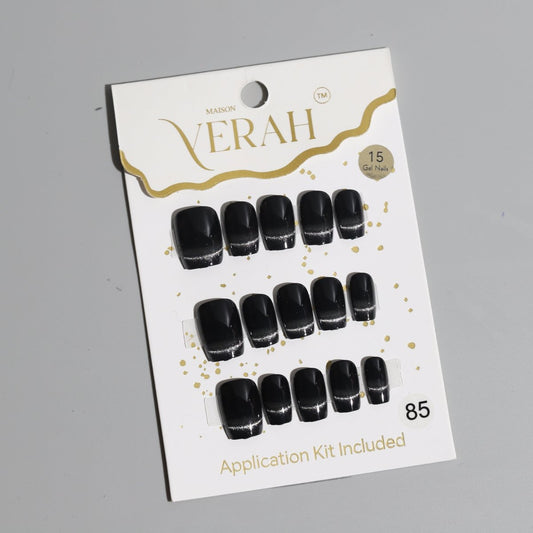 Black Silver Line Galaxy | Galaxy Press On Nails Wholesale | Premium Cat Eye Nails with application kit. - Vihaan Wholesale Trading