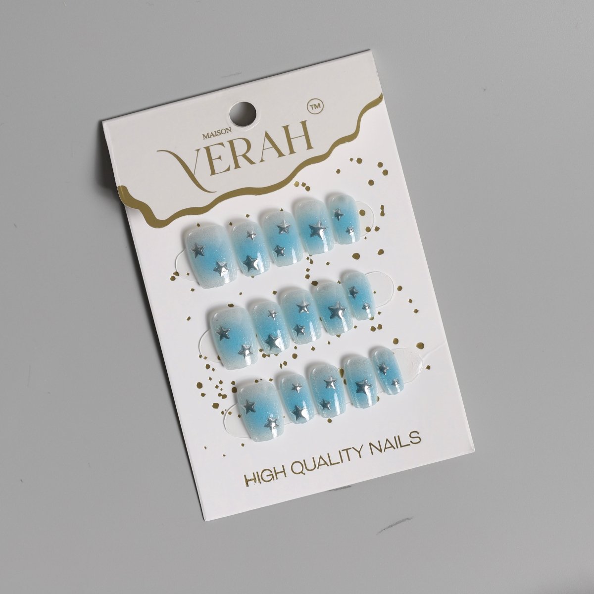 Blue Stary Night| Luxury Press On Nails Wholesale | Handmade 3D Nail Art - Vihaan Wholesale Trading