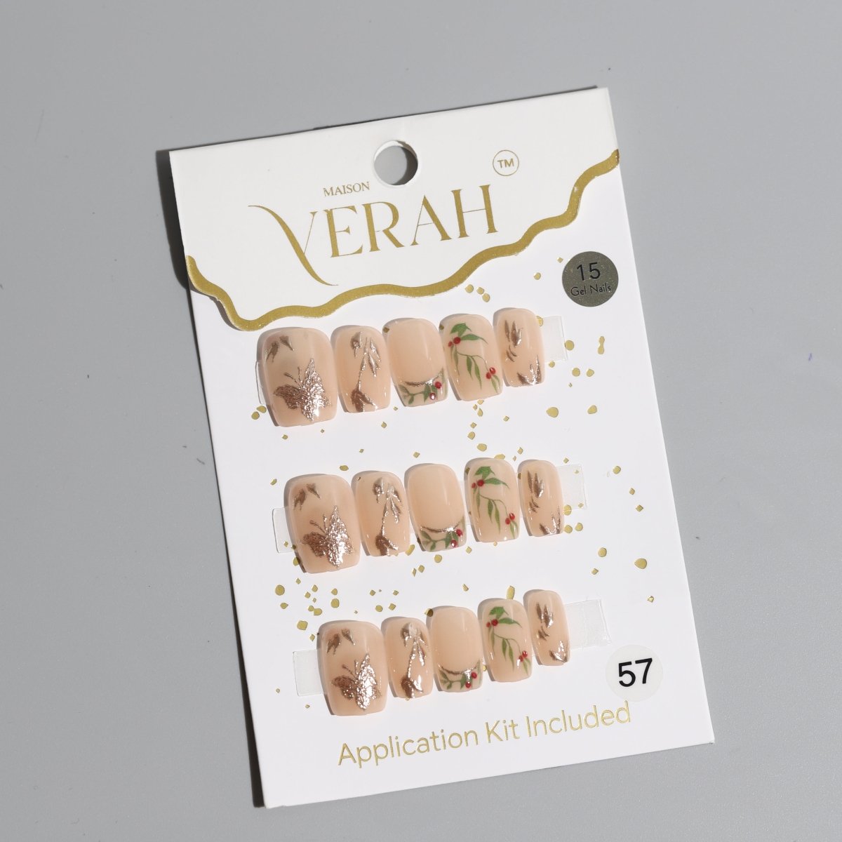 Cherry on Top Gold | Luxury Press On Nails Wholesale | Handmade 3D Nail Art with application kit. - Vihaan Wholesale Trading
