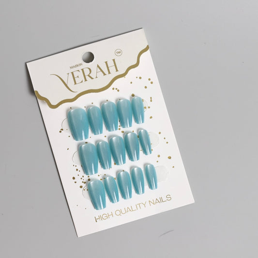 Coffin Blue Galaxy | Galaxy Press On Nails Wholesale | Premium Cat Eye Nails - Vihaan Wholesale Trading