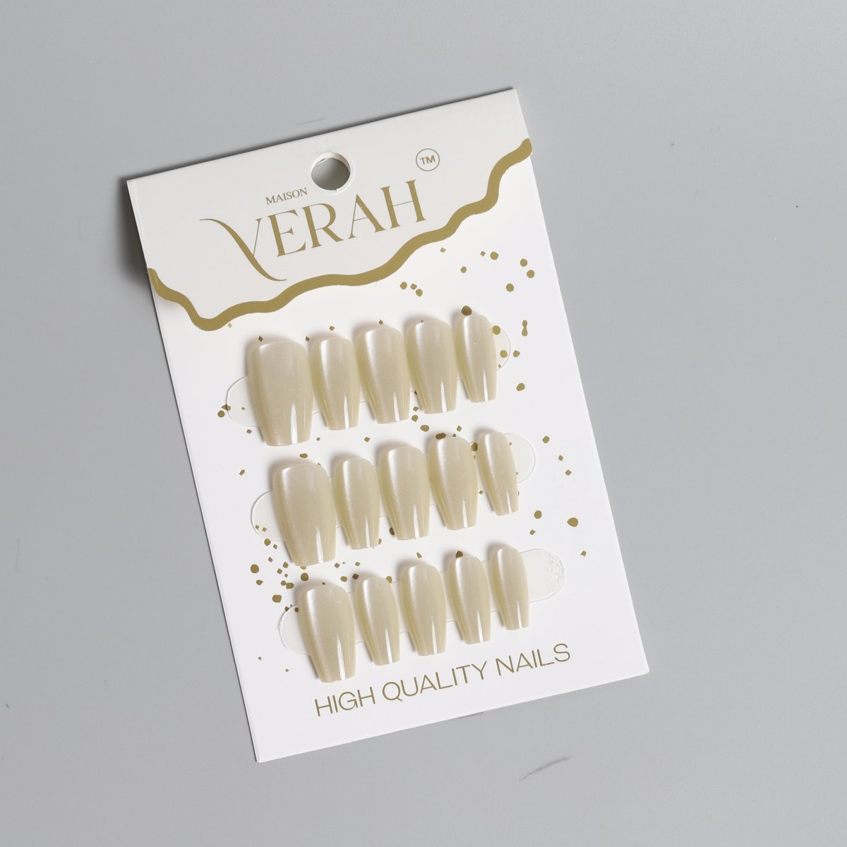 Coffin Cream Galaxy | Galaxy Press On Nails Wholesale | Premium Cat Eye Nails - Vihaan Wholesale Trading