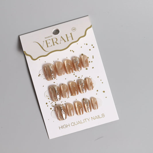 Copper Finish| Luxury Press On Nails Wholesale | Handmade 3D Nail Art - Vihaan Wholesale Trading