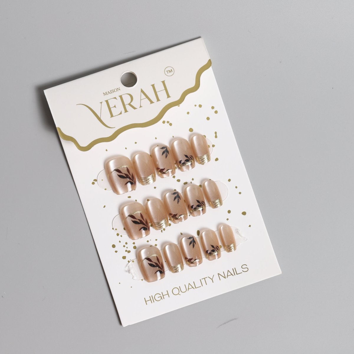Copper Gold Leaf| Luxury Press On Nails Wholesale | Handmade 3D Nail Art - Vihaan Wholesale Trading