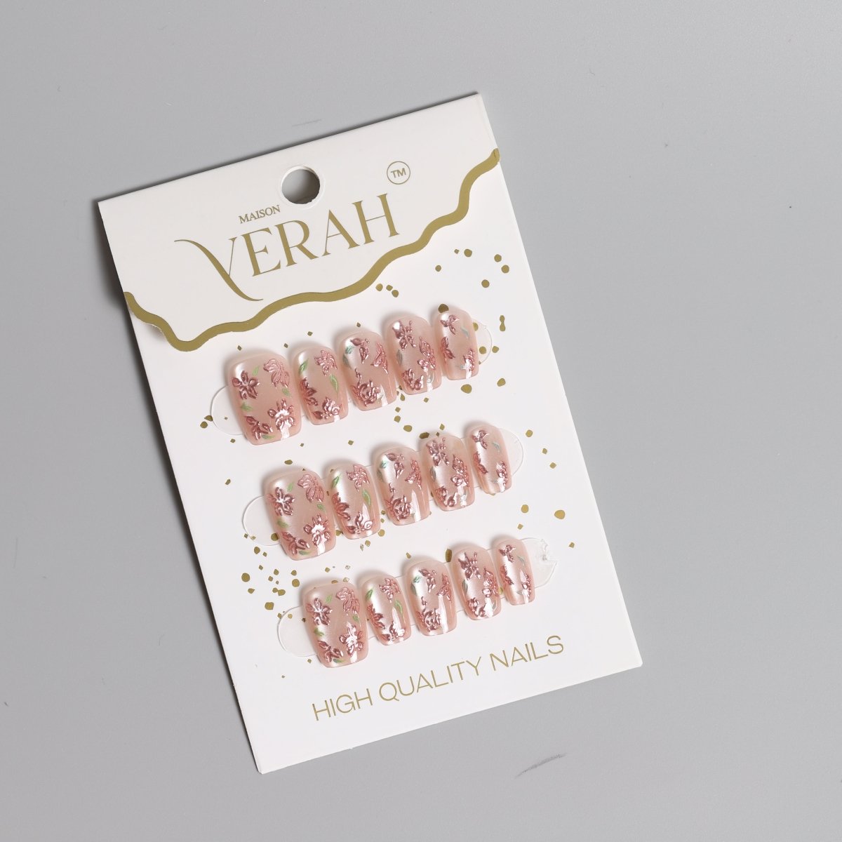 Floral Pink Chrome | Luxury Press On Nails Wholesale | Handmade 3D Nail Art - Vihaan Wholesale Trading