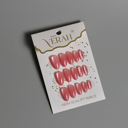 Fresh Pink | Galaxy Press On Nails Wholesale | Premium Cat Eye Nails - Vihaan Wholesale Trading