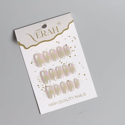 Glassy Milky | Luxury Press On Nails Wholesale | Handmade 3D Nail Art - Vihaan Wholesale Trading