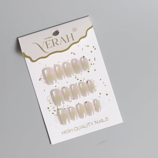 Glassy Milky | Luxury Press On Nails Wholesale | Handmade 3D Nail Art - Vihaan Wholesale Trading