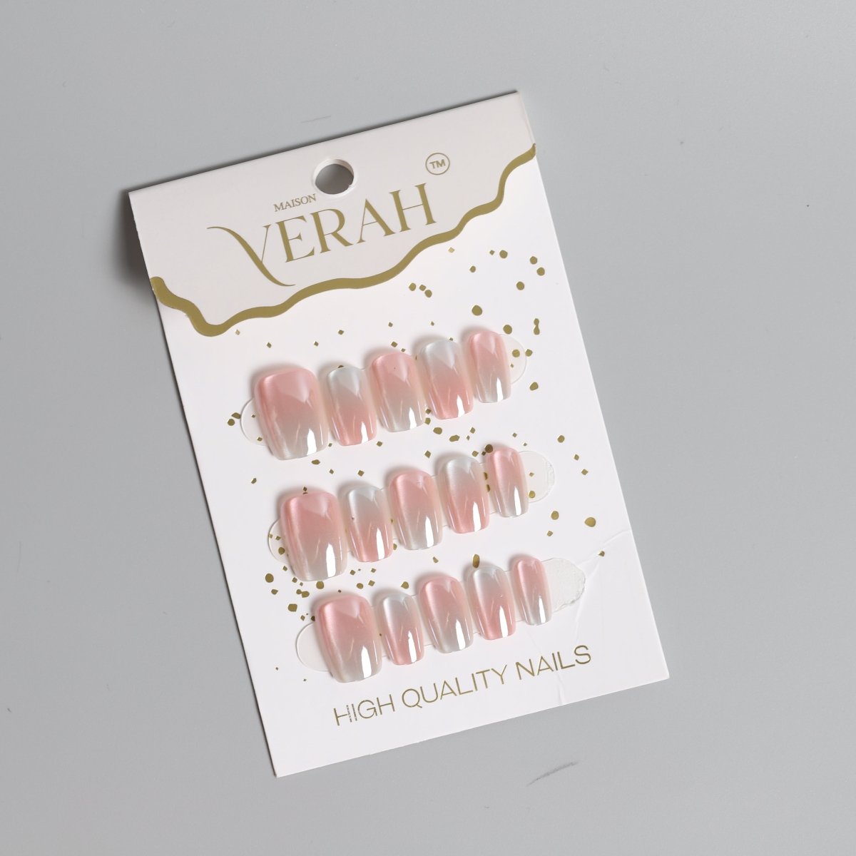 Glassy Pink Silver Ombre | Luxury Press On Nails Wholesale | Handmade 3D Nail Art - Vihaan Wholesale Trading