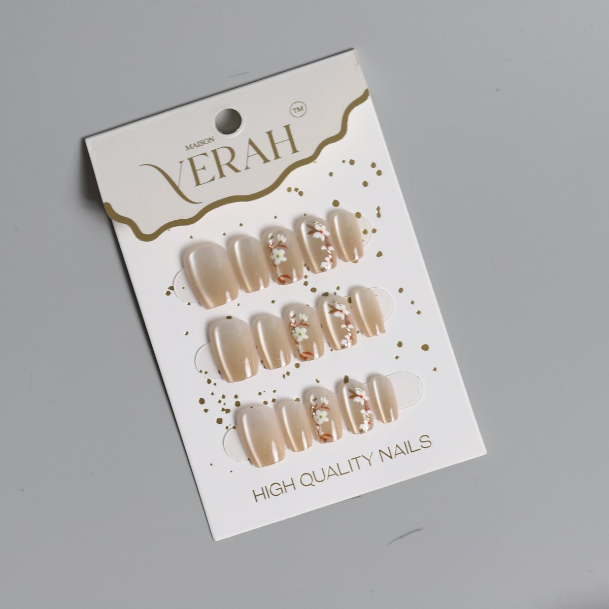 Gold Floral Galaxy | Galaxy Press On Nails Wholesale | Premium Cat Eye Nails - Vihaan Wholesale Trading