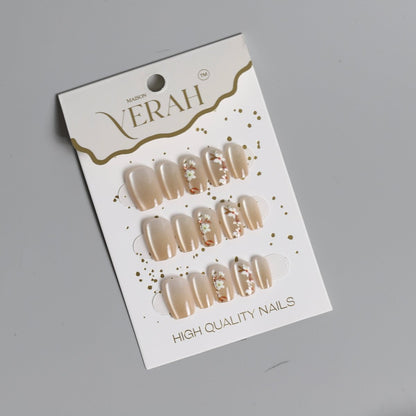 Gold Floral Galaxy | Galaxy Press On Nails Wholesale | Premium Cat Eye Nails - Vihaan Wholesale Trading
