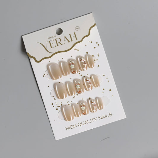 Gold Floral Galaxy | Galaxy Press On Nails Wholesale | Premium Cat Eye Nails - Vihaan Wholesale Trading