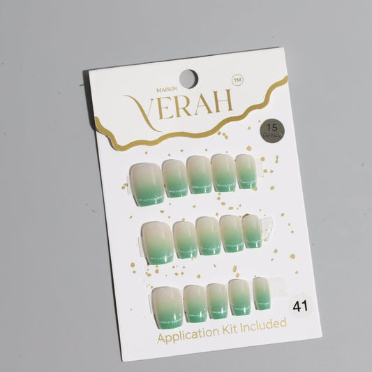 Grassy Greens Galaxy | Galaxy Press On Nails Wholesale | Premium Cat Eye Nails with application kit. - Vihaan Wholesale Trading