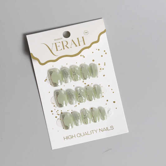 Green Chrome| Luxury Press On Nails Wholesale | Handmade 3D Nail Art - Vihaan Wholesale Trading