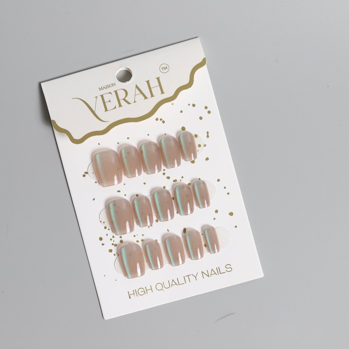 Green Gold | Galaxy Press On Nails Wholesale | Premium Cat Eye Nails - Vihaan Wholesale Trading