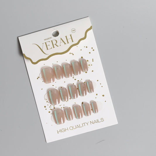 Green Gold | Galaxy Press On Nails Wholesale | Premium Cat Eye Nails - Vihaan Wholesale Trading