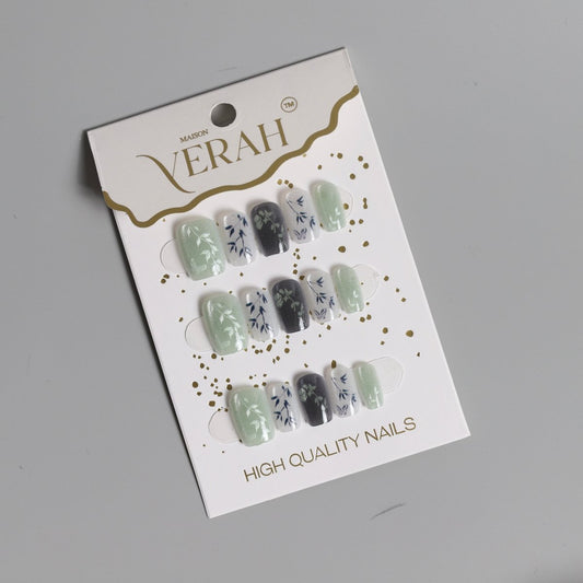 Green Grey Galaxy | Galaxy Press On Nails Wholesale | Premium Cat Eye Nails - Vihaan Wholesale Trading