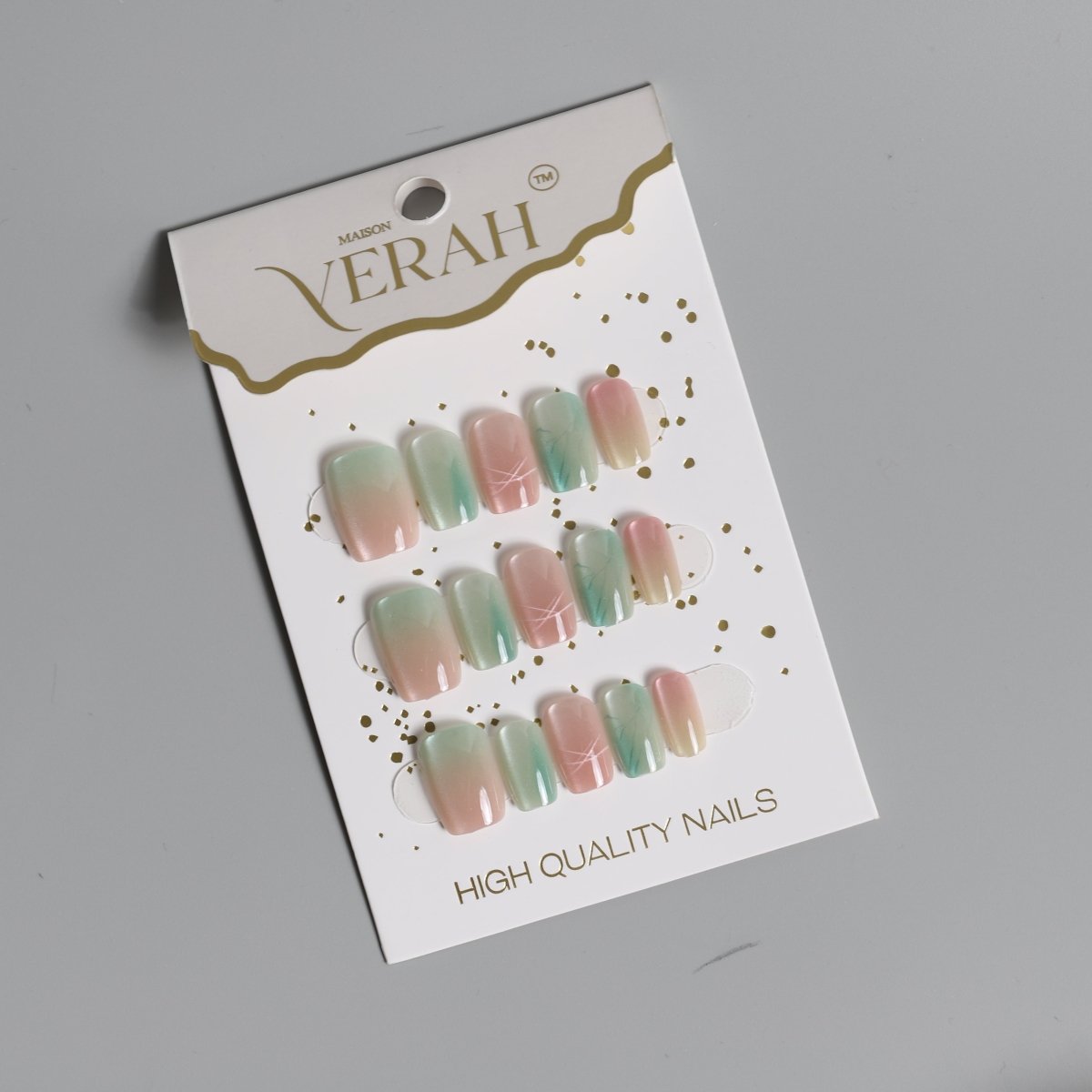Green Pattern Galaxy | Galaxy Press On Nails Wholesale | Premium Cat Eye Nails - Vihaan Wholesale Trading