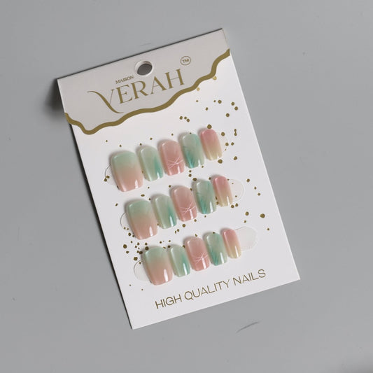 Green Pattern Galaxy | Galaxy Press On Nails Wholesale | Premium Cat Eye Nails - Vihaan Wholesale Trading