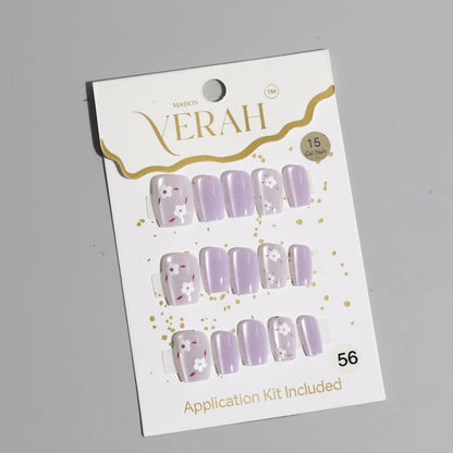 Lilac Blossoms | Luxury Press On Nails Wholesale | Handmade 3D Nail Art with application kit. - Vihaan Wholesale Trading
