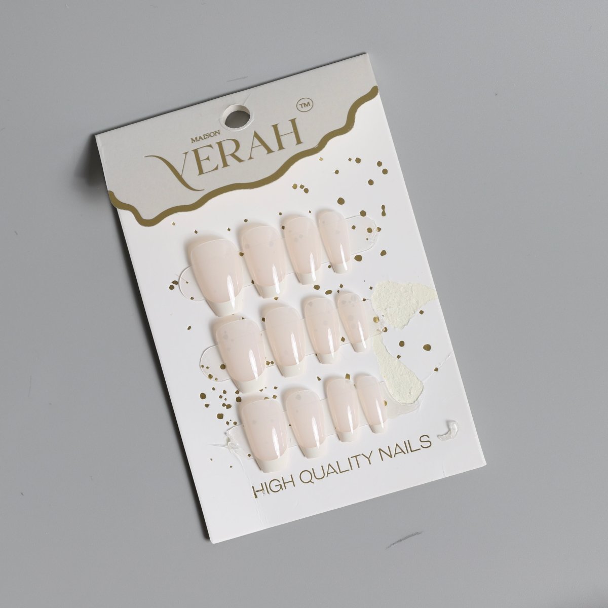 Milky White Coffin | Classic Press On Nails Wholesale | 15pcs Soft Gel Nails - Vihaan Wholesale Trading