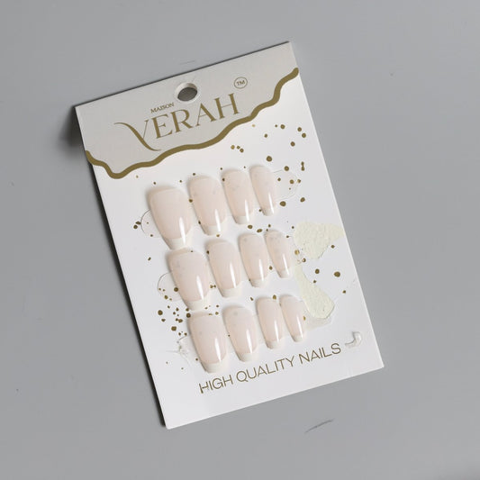 Milky White Coffin | Classic Press On Nails Wholesale | 15pcs Soft Gel Nails - Vihaan Wholesale Trading