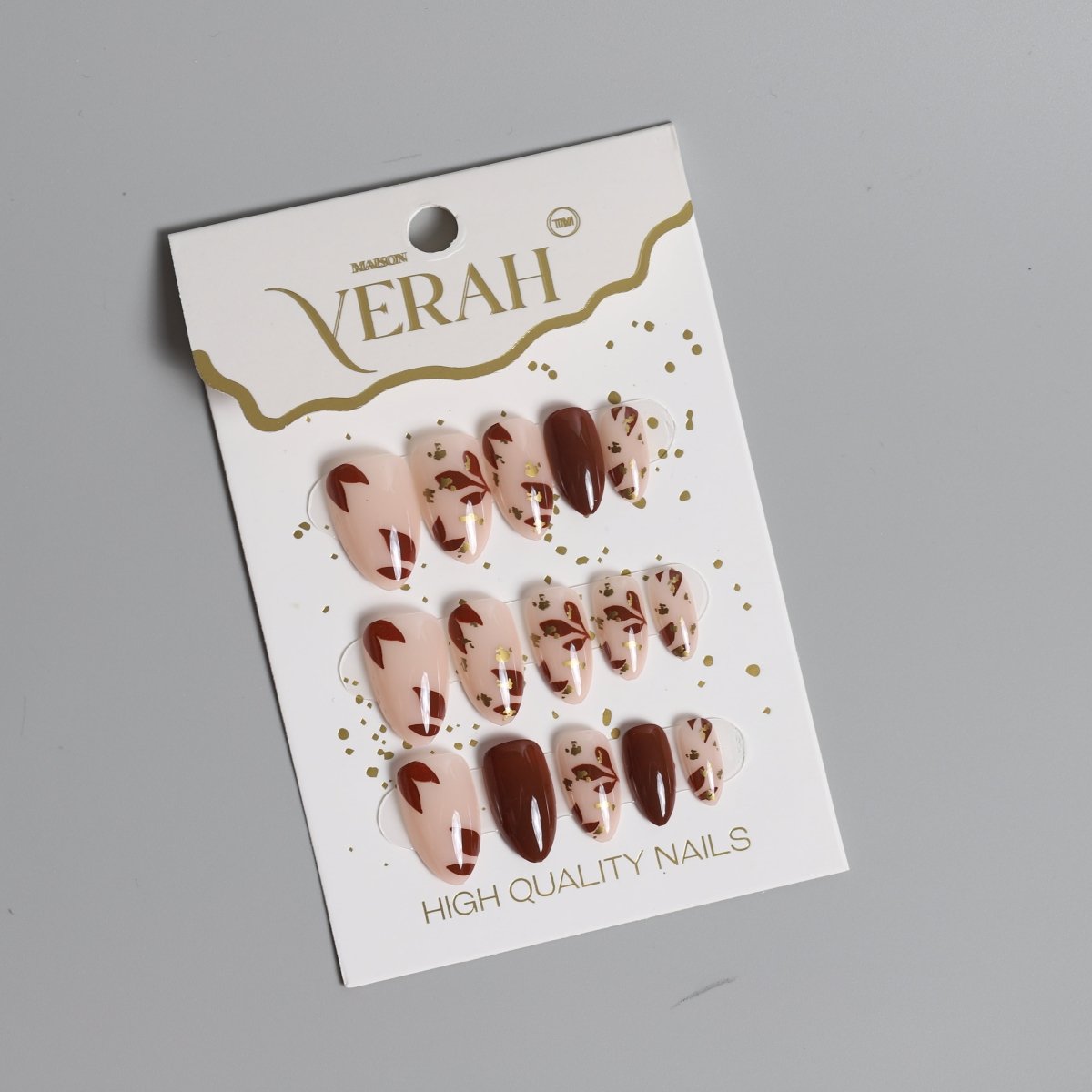 Mocha Autumn | Classic Press On Nails Wholesale | 15pcs Soft Gel Nails - Vihaan Wholesale Trading