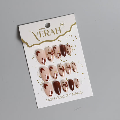 Mocha Autumn | Classic Press On Nails Wholesale | 15pcs Soft Gel Nails - Vihaan Wholesale Trading