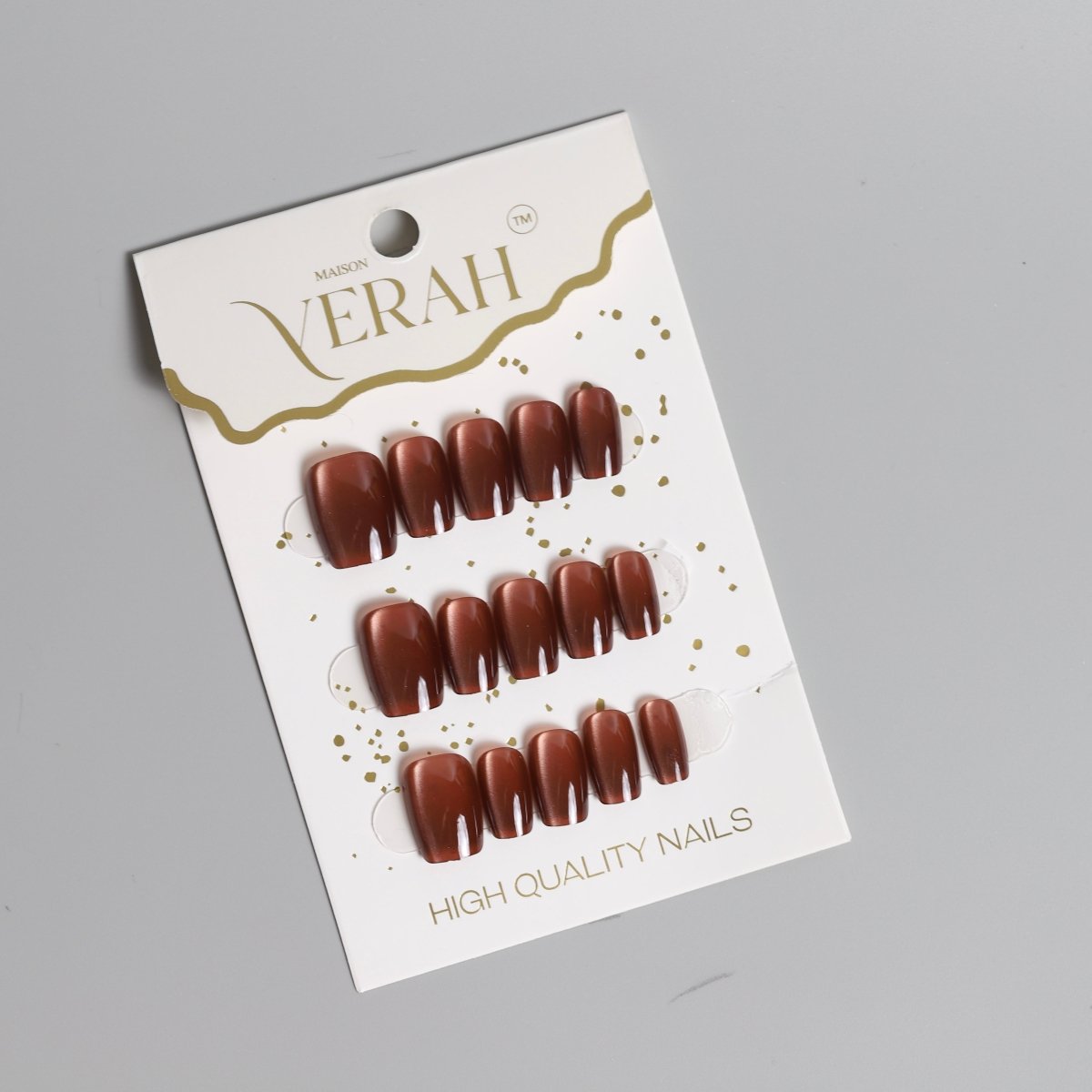 Mocha Brown Galaxy | Galaxy Press On Nails Wholesale | Premium Cat Eye Nails - Vihaan Wholesale Trading