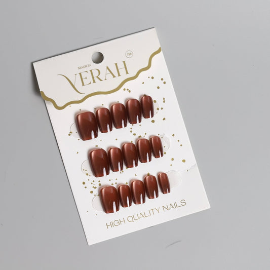 Mocha Brown Galaxy | Galaxy Press On Nails Wholesale | Premium Cat Eye Nails - Vihaan Wholesale Trading