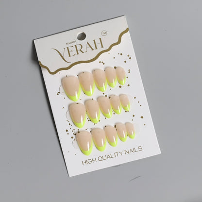 Neon French | Classic Press On Nails Wholesale | 15pcs Soft Gel Nails - Vihaan Wholesale Trading